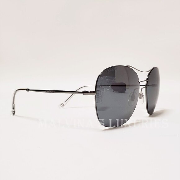 GUCCI SUNGLASSES GG0501S 007 MENS SILVER METAL AVIATOR INTERLOCKING G LOGO - Picture 3 of 7